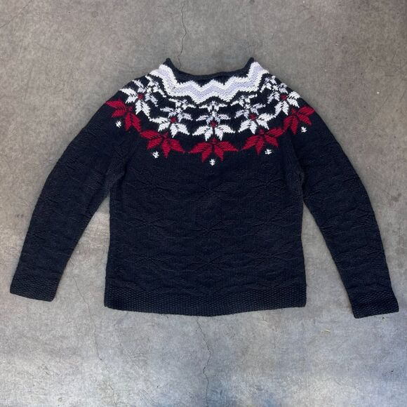High Sierra Sweaters - Vtg High Sierra L Black Red Fair Isle Knit Sweater Rabbit Hair Nordic Cabin Core